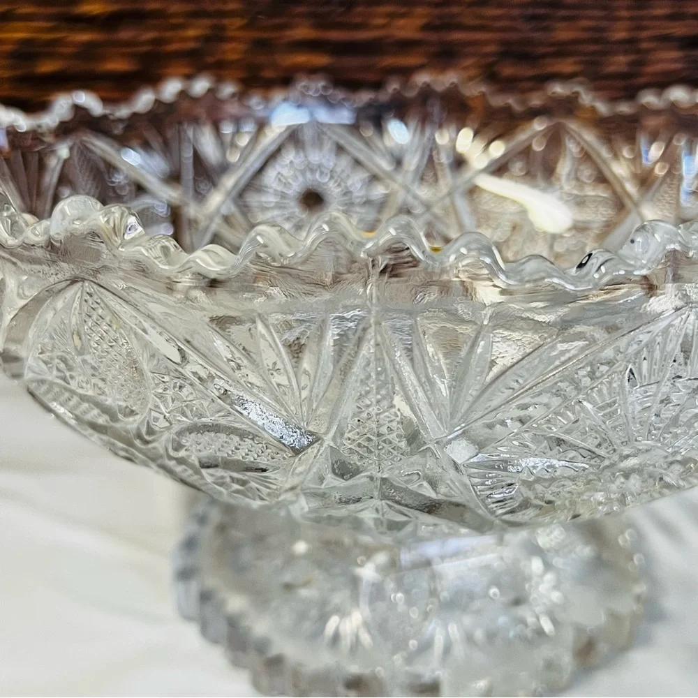 Imperial Clear Glass Pedestal Bowl Vintage